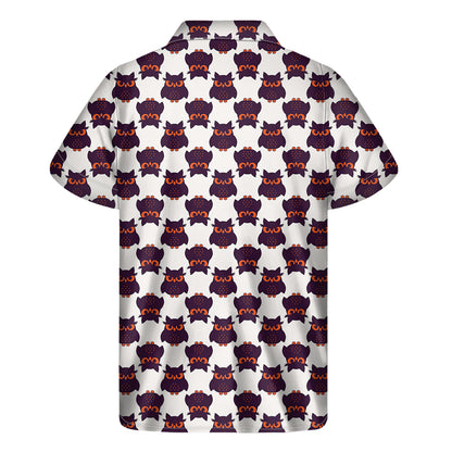 Halloween Owl Pattern Print Men's Short Sleeve Shirt