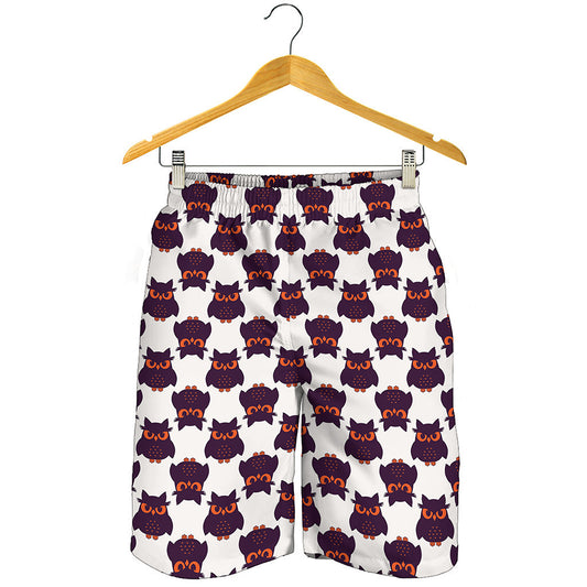 Halloween Owl Pattern Print Men's Shorts