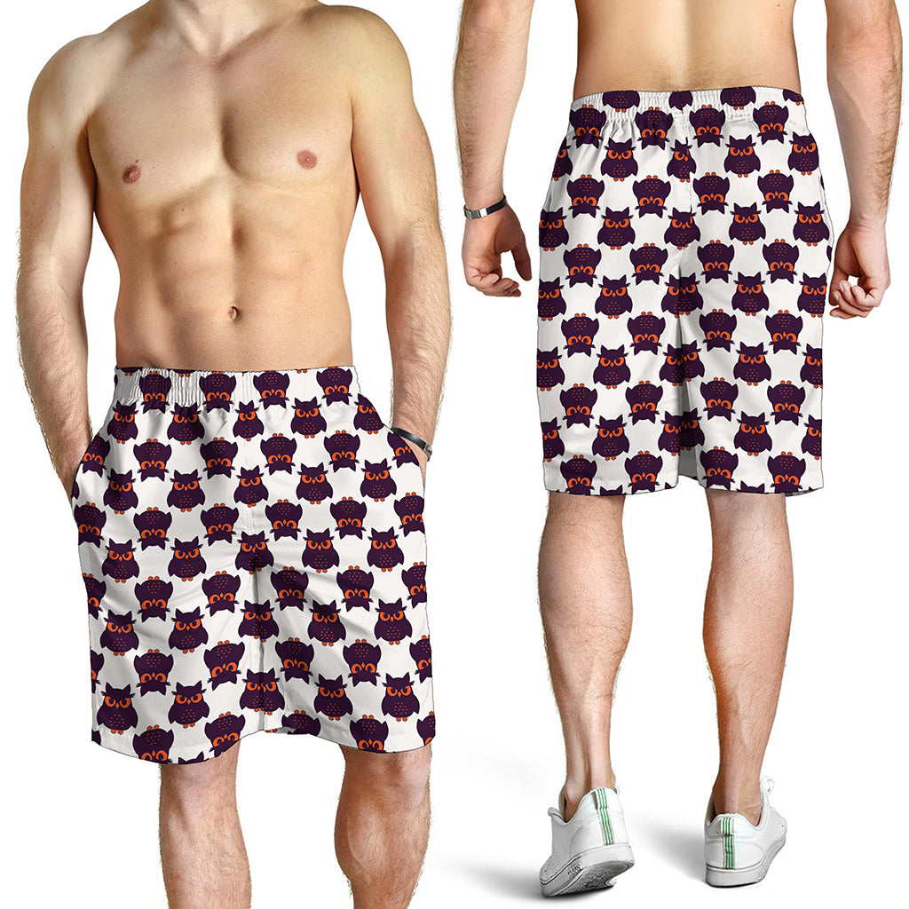 Halloween Owl Pattern Print Men's Shorts