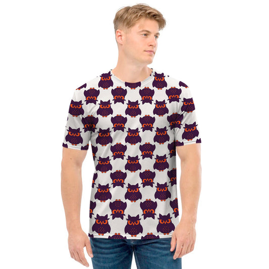 Halloween Owl Pattern Print Men's T-Shirt