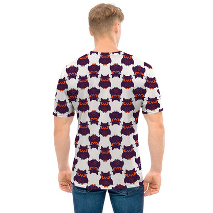 Halloween Owl Pattern Print Men's T-Shirt
