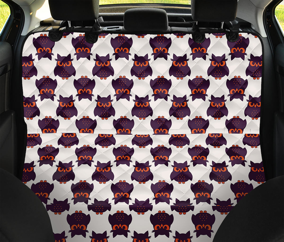 Halloween Owl Pattern Print Pet Car Back Seat Cover