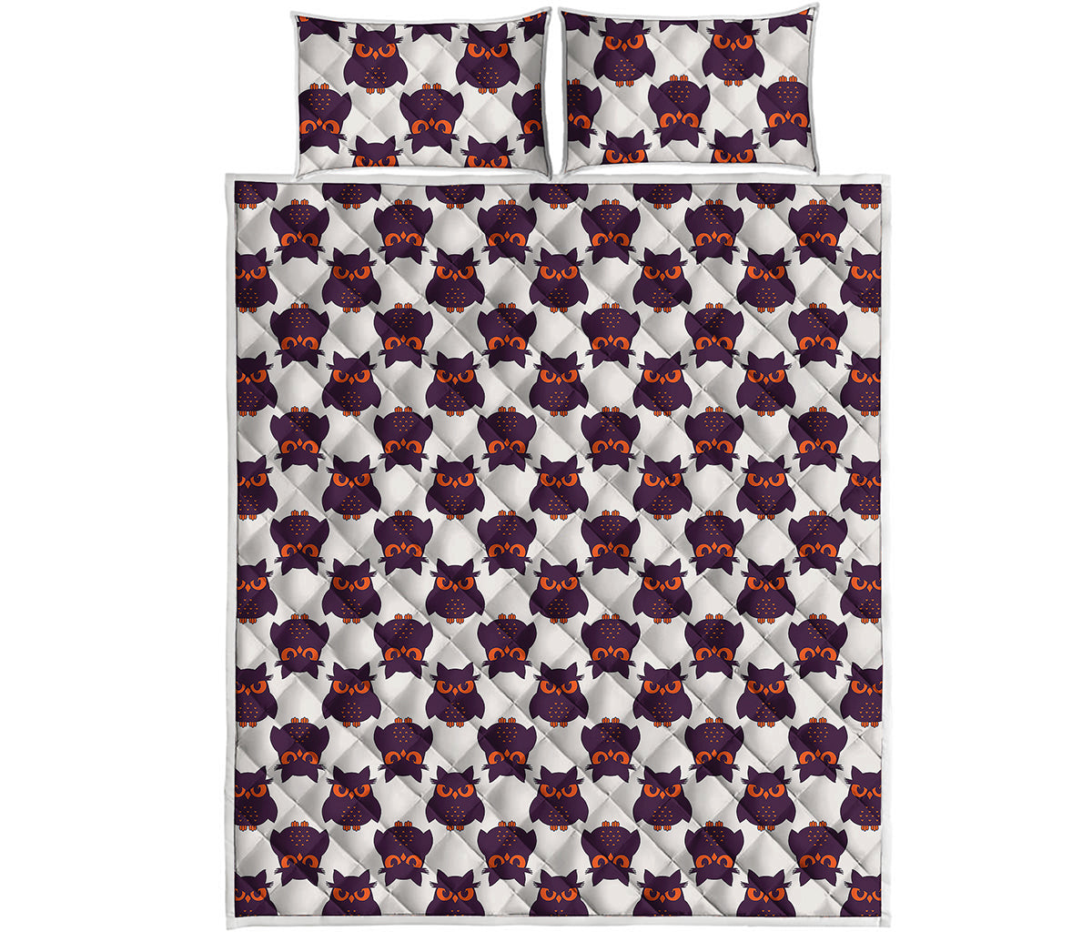 Halloween Owl Pattern Print Quilt Bed Set