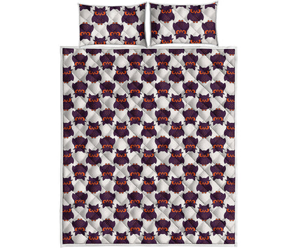 Halloween Owl Pattern Print Quilt Bed Set