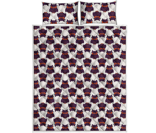Halloween Owl Pattern Print Quilt Bed Set