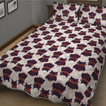 Halloween Owl Pattern Print Quilt Bed Set