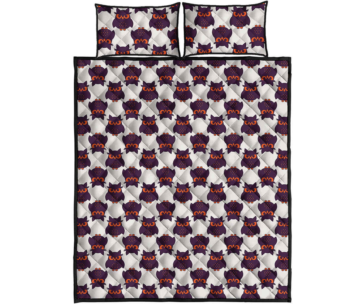 Halloween Owl Pattern Print Quilt Bed Set