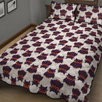 Halloween Owl Pattern Print Quilt Bed Set