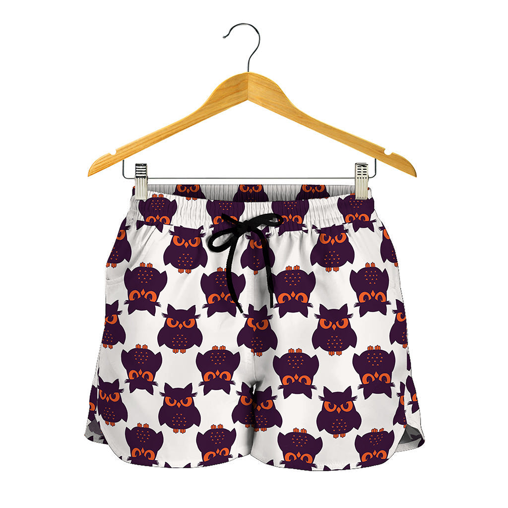 Halloween Owl Pattern Print Women's Shorts