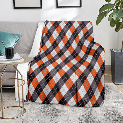 Halloween Party Argyle Pattern Print Blanket
