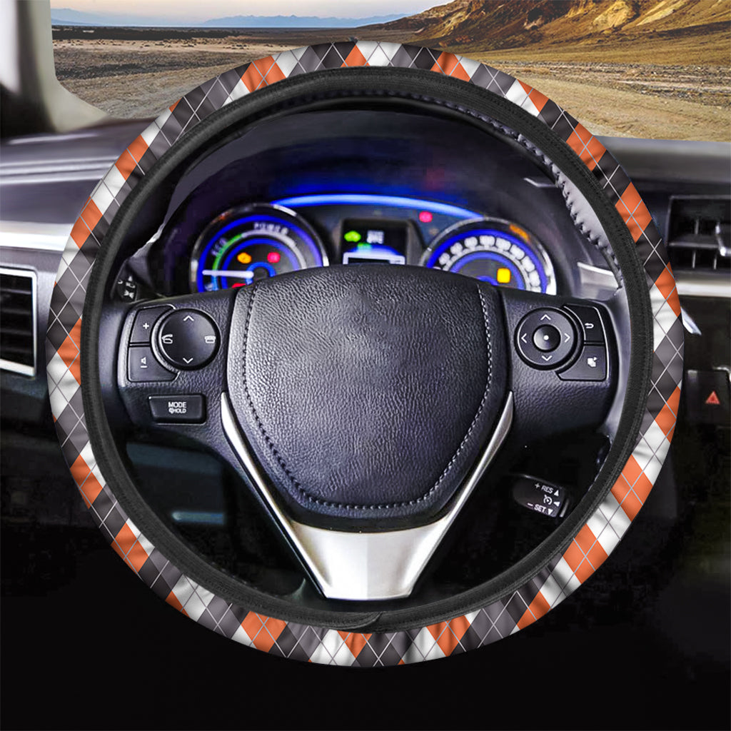 Halloween Party Argyle Pattern Print Car Steering Wheel Cover