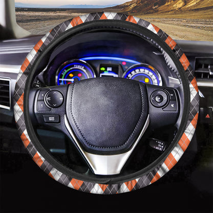 Halloween Party Argyle Pattern Print Car Steering Wheel Cover