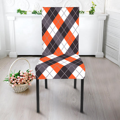 Halloween Party Argyle Pattern Print Dining Chair Slipcover