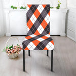 Halloween Party Argyle Pattern Print Dining Chair Slipcover