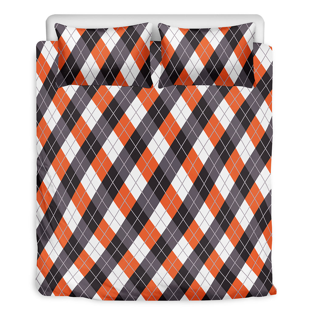 Halloween Party Argyle Pattern Print Duvet Cover Bedding Set