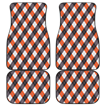 Halloween Party Argyle Pattern Print Front and Back Car Floor Mats