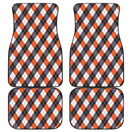 Halloween Party Argyle Pattern Print Front and Back Car Floor Mats