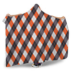 Halloween Party Argyle Pattern Print Hooded Blanket