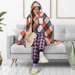 Halloween Party Argyle Pattern Print Hooded Blanket