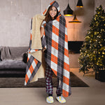 Halloween Party Argyle Pattern Print Hooded Blanket