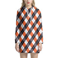 Halloween Party Argyle Pattern Print Pullover Hoodie Dress