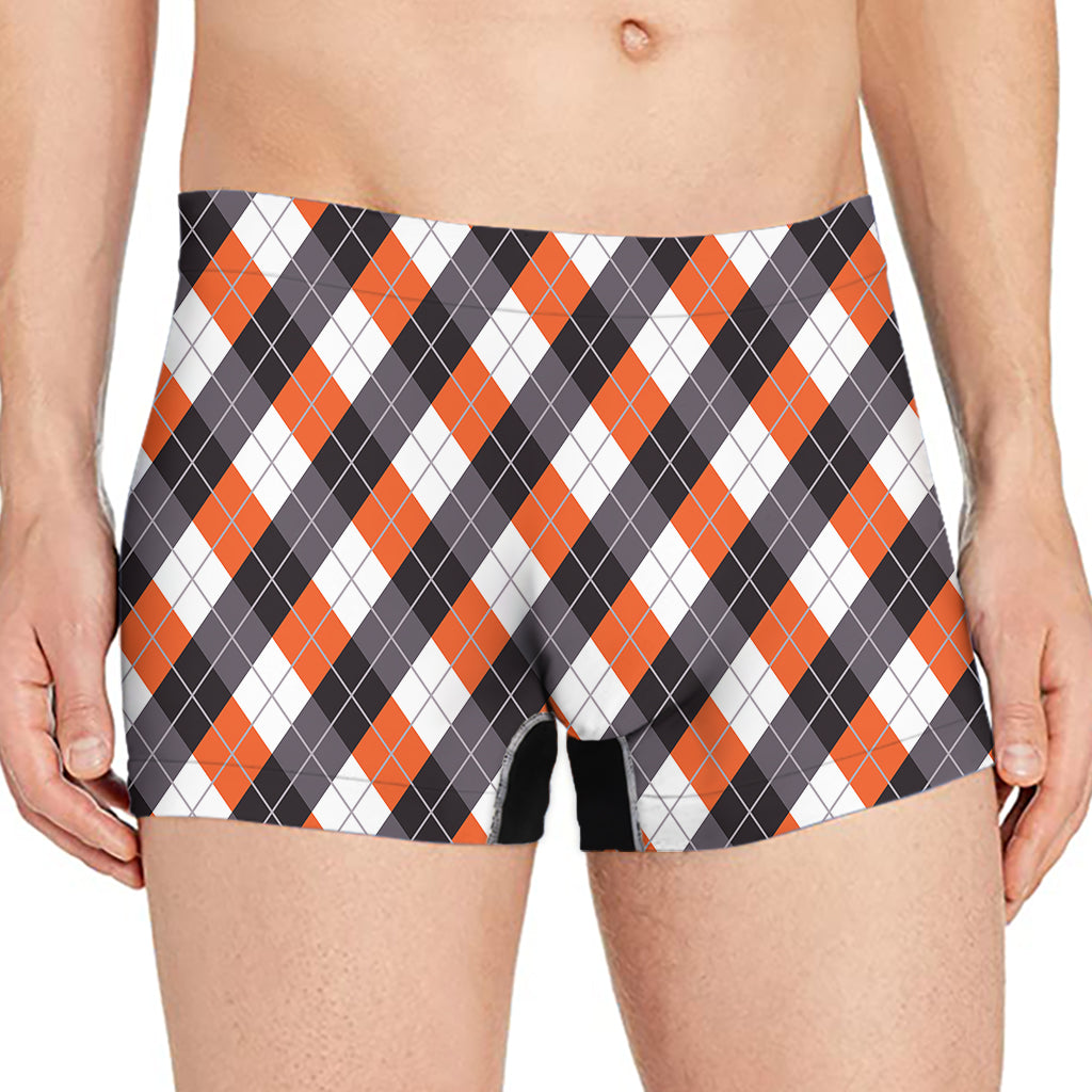 Halloween Party Argyle Pattern Print Men's Boxer Briefs