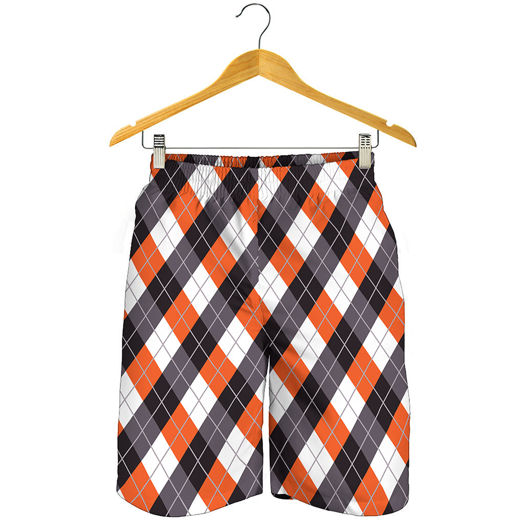 Halloween Party Argyle Pattern Print Men's Shorts