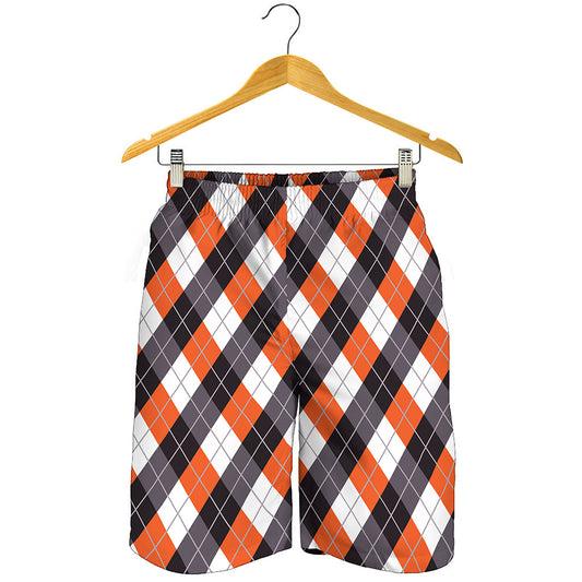 Halloween Party Argyle Pattern Print Men's Shorts