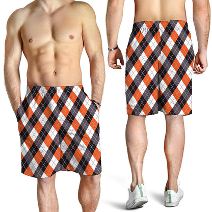 Halloween Party Argyle Pattern Print Men's Shorts