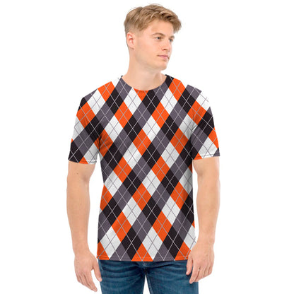 Halloween Party Argyle Pattern Print Men's T-Shirt