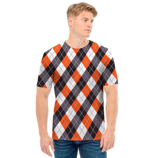Halloween Party Argyle Pattern Print Men's T-Shirt