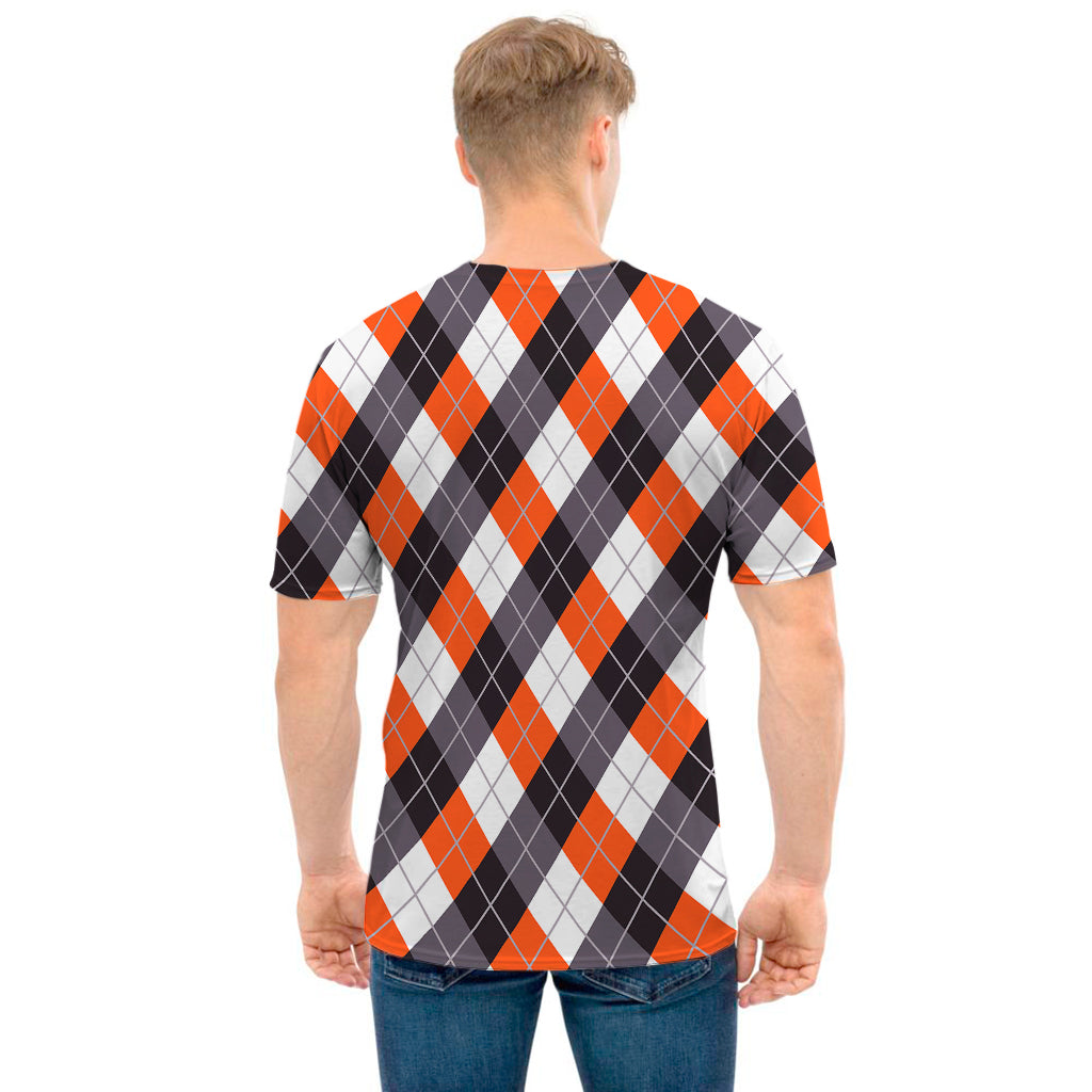 Halloween Party Argyle Pattern Print Men's T-Shirt