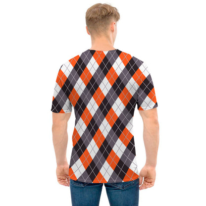 Halloween Party Argyle Pattern Print Men's T-Shirt
