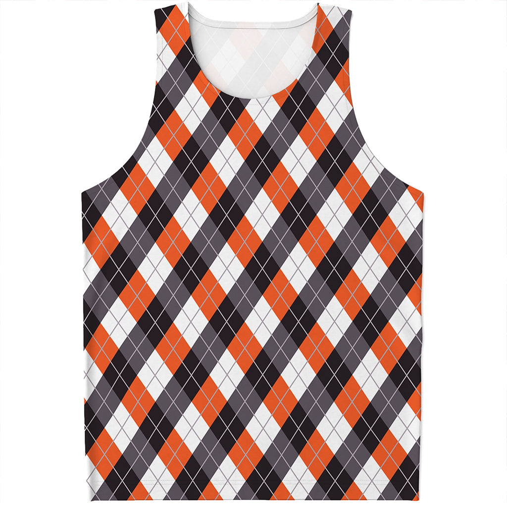Halloween Party Argyle Pattern Print Men's Tank Top