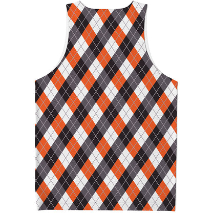 Halloween Party Argyle Pattern Print Men's Tank Top
