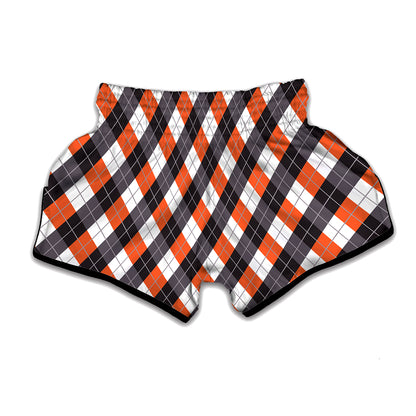 Halloween Party Argyle Pattern Print Muay Thai Boxing Shorts