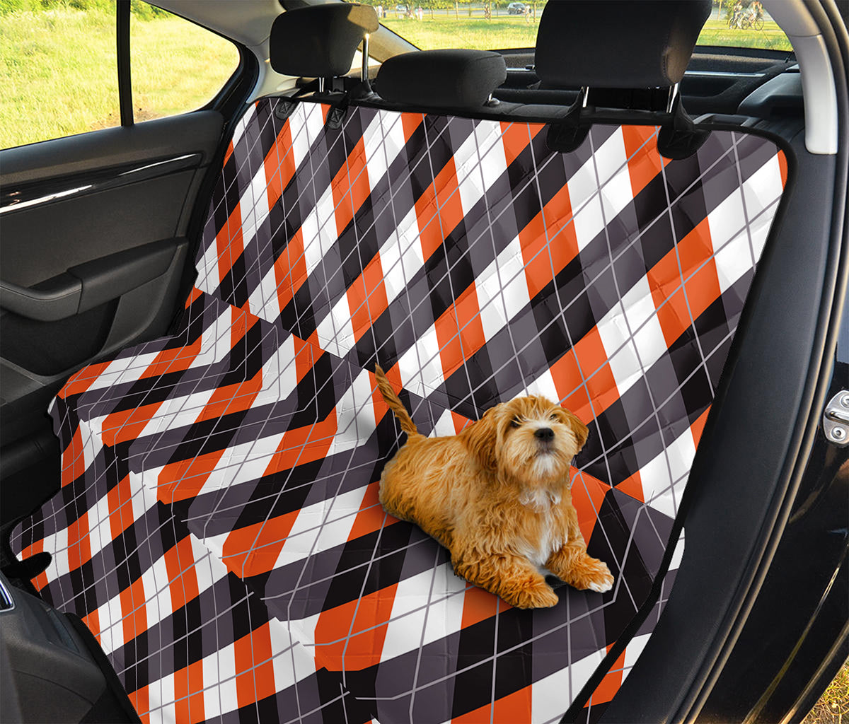 Halloween Party Argyle Pattern Print Pet Car Back Seat Cover