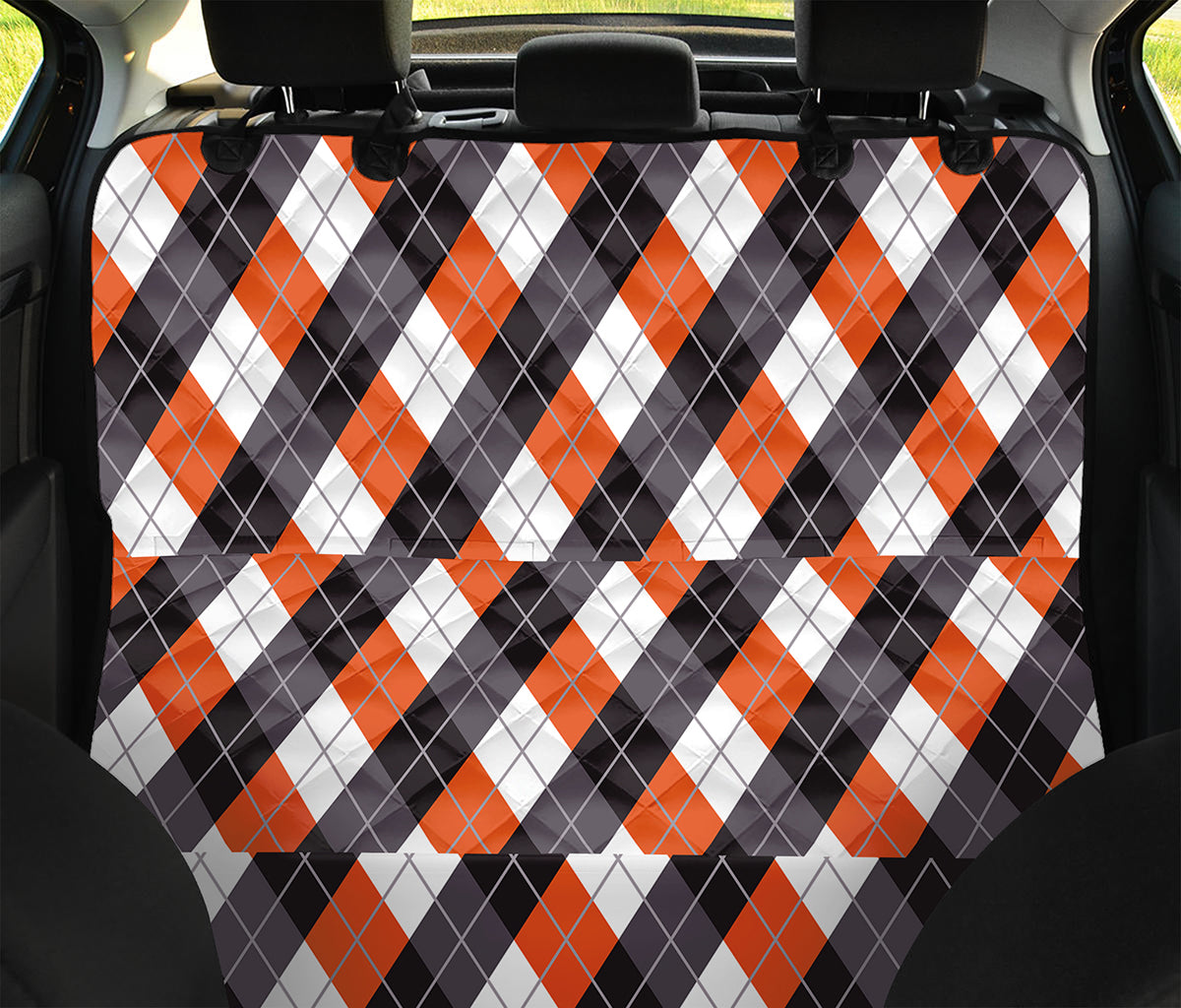 Halloween Party Argyle Pattern Print Pet Car Back Seat Cover