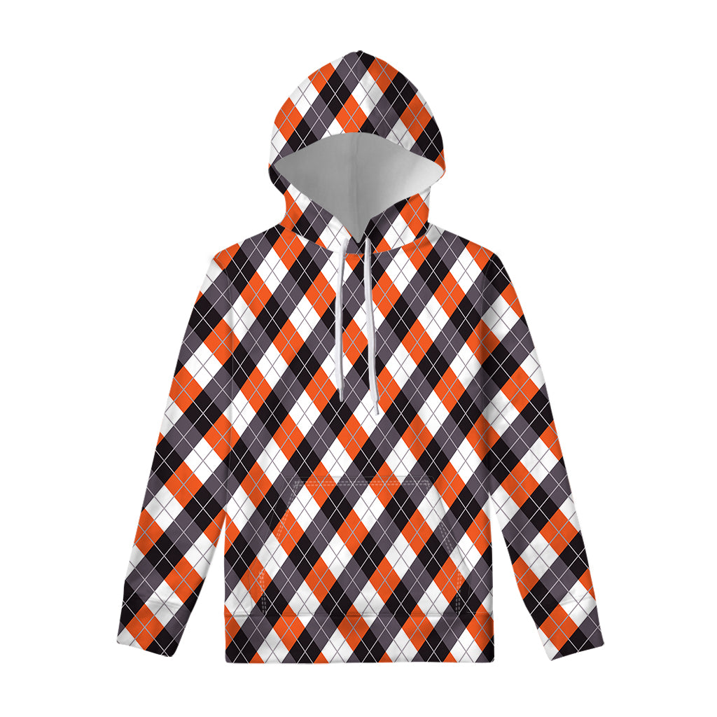 Halloween Party Argyle Pattern Print Pullover Hoodie