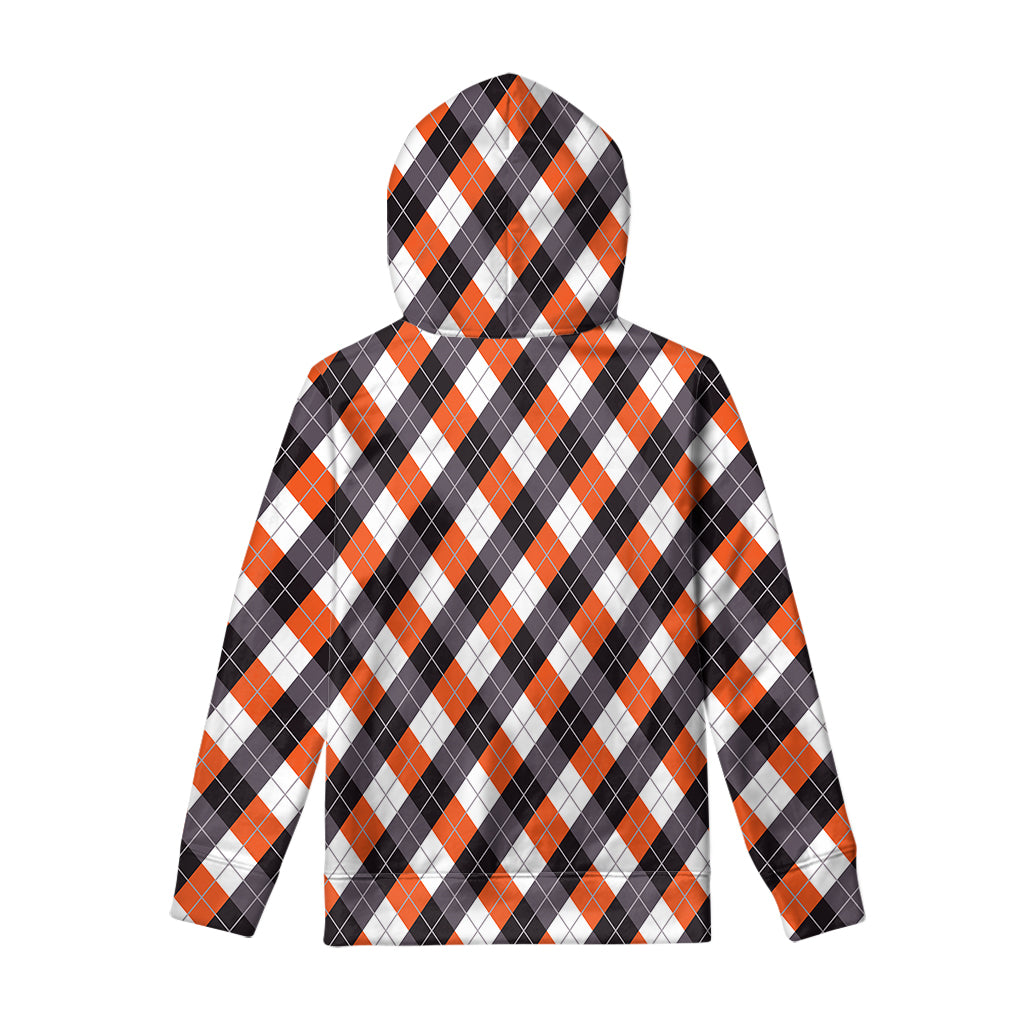 Halloween Party Argyle Pattern Print Pullover Hoodie