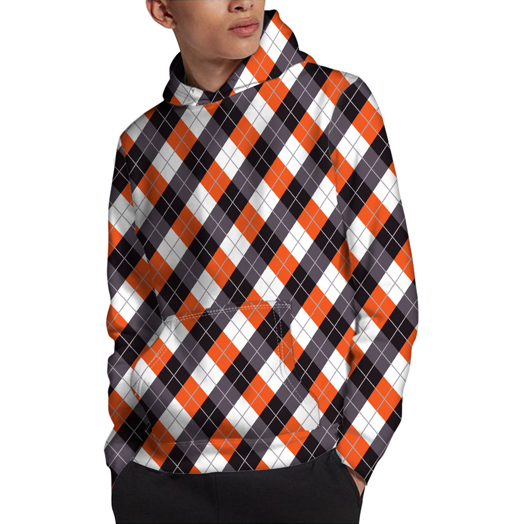 Halloween Party Argyle Pattern Print Pullover Hoodie