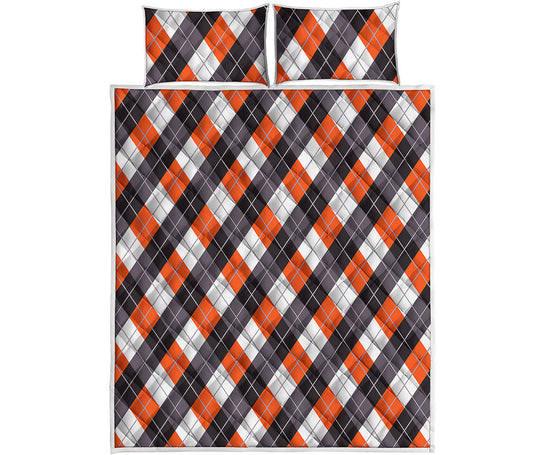 Halloween Party Argyle Pattern Print Quilt Bed Set