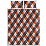 Halloween Party Argyle Pattern Print Quilt Bed Set