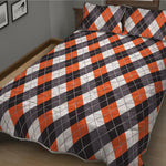 Halloween Party Argyle Pattern Print Quilt Bed Set