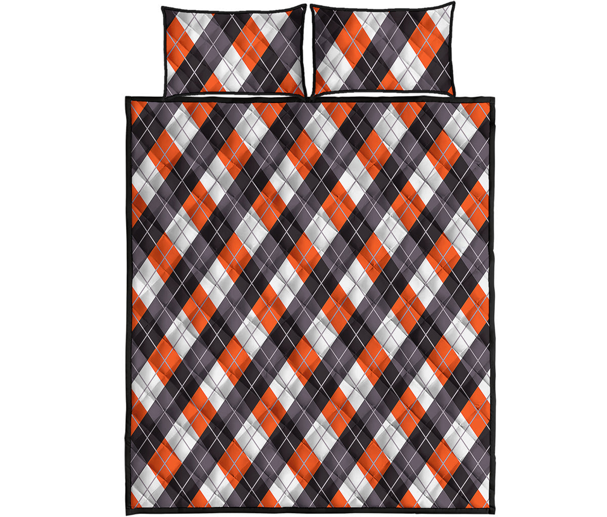 Halloween Party Argyle Pattern Print Quilt Bed Set
