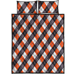 Halloween Party Argyle Pattern Print Quilt Bed Set