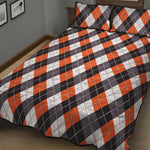 Halloween Party Argyle Pattern Print Quilt Bed Set
