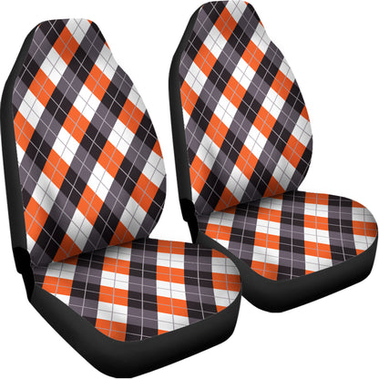 Halloween Party Argyle Pattern Print Universal Fit Car Seat Covers