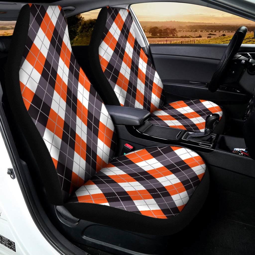 Halloween Party Argyle Pattern Print Universal Fit Car Seat Covers