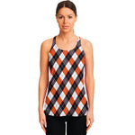 Halloween Party Argyle Pattern Print Women's Racerback Tank Top